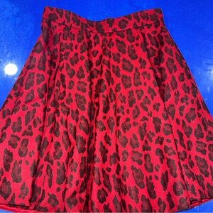 Karen Millen Red Leopard Skirt Rockabilly Pinup US 10 Woolblend Hot Bold Chic